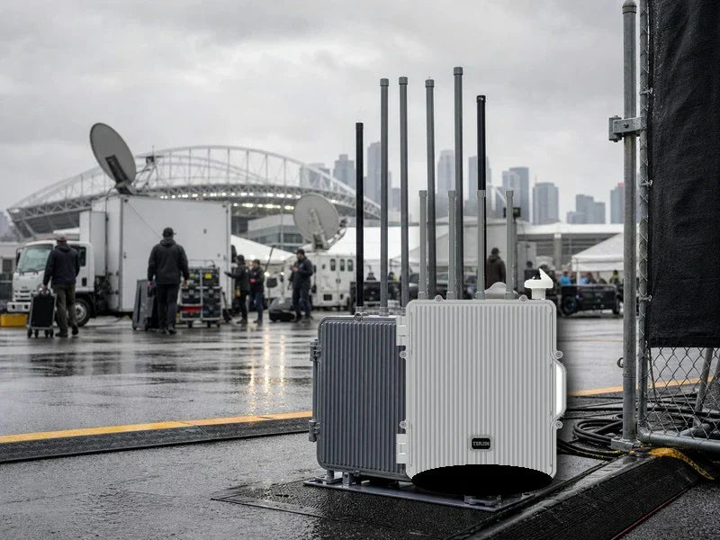 UFD1 drone detection equipment staged near a Dallas credential checkpoint before Portugal vs Spain