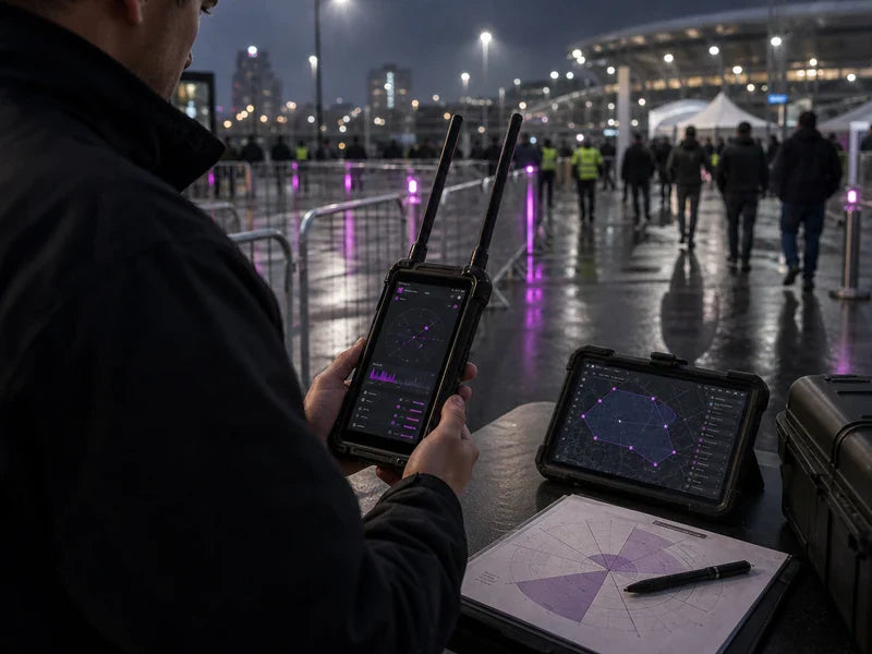 UPL2 handheld drone locator used by a generic mobile supervisor at a transit edge