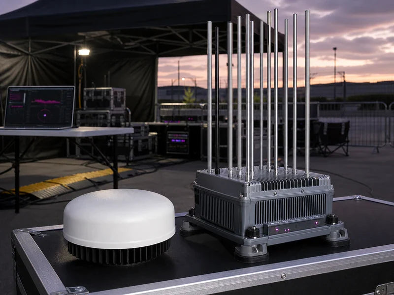 UVDC1 PRO two-unit counter-UAS system on a generic shuttle operations table