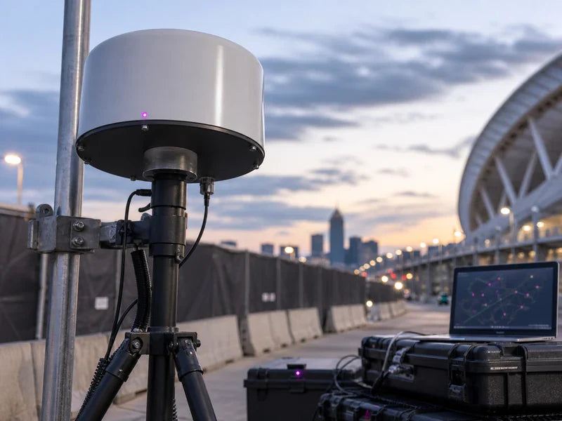 UFTA1 Pro white dome detector on a generic credential-edge monitoring mast