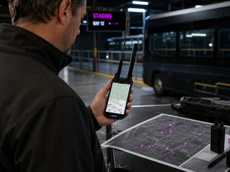 UPL2 PRO handheld locator at a generic transit staging edge