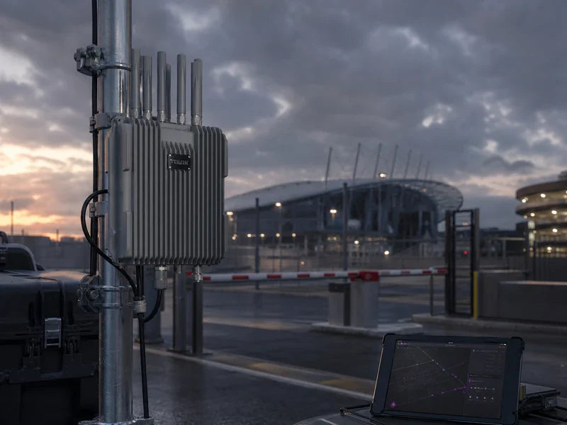 UFR1 Drone RID Reader in a generic logistics perimeter monitoring scene