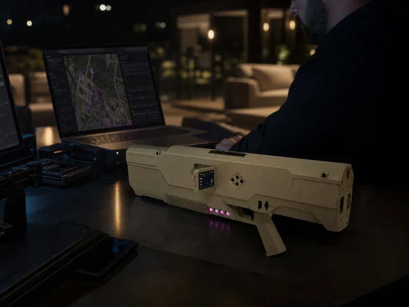 UPK1 handheld counter-UAS unit at a generic service-gate command table