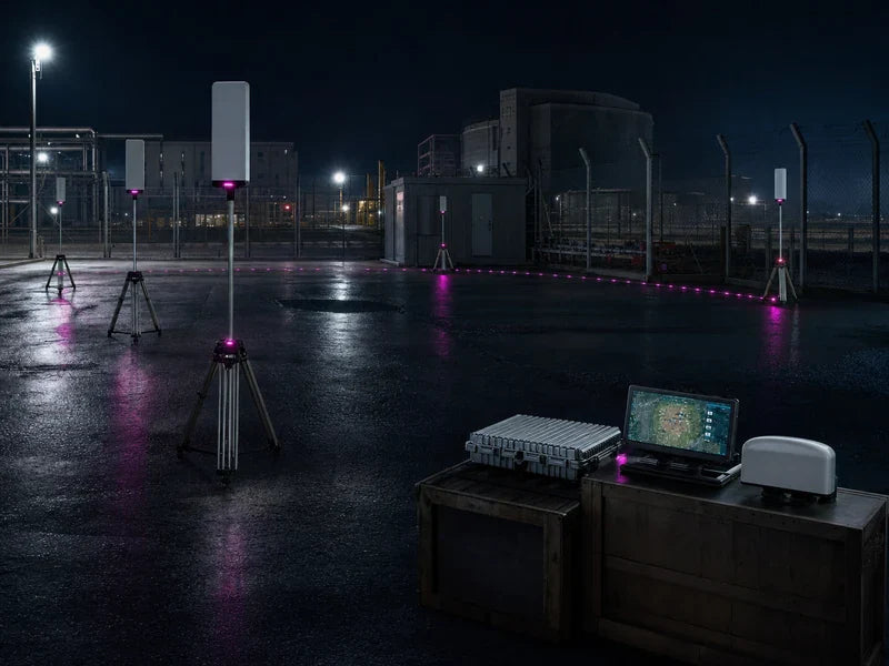 UF5 TDOA full-system coverage in a generic industrial security yard