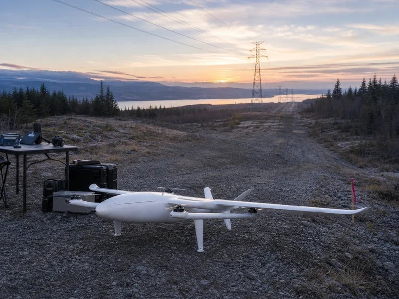 UG25 fixed-wing VTOL drone prepared for an industrial corridor inspection mission
