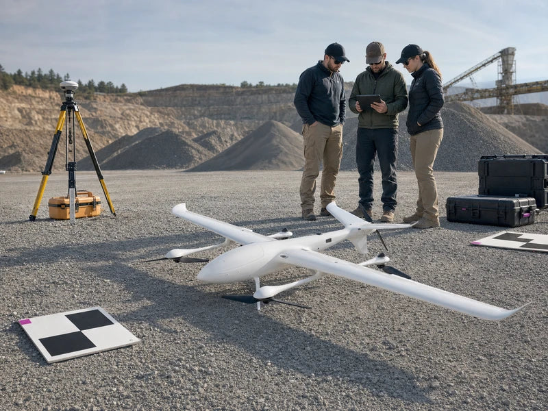 UG32 fixed-wing VTOL drone at a commercial mapping acceptance site
