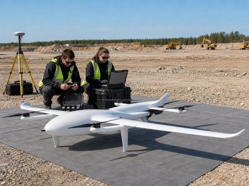 UG25 fixed-wing VTOL drone prepared for a wide-area mapping workflow