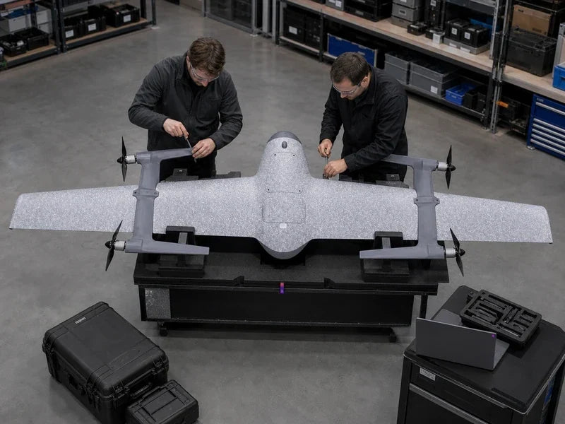 UVH PNP modular fixed-wing VTOL platform during configuration checks