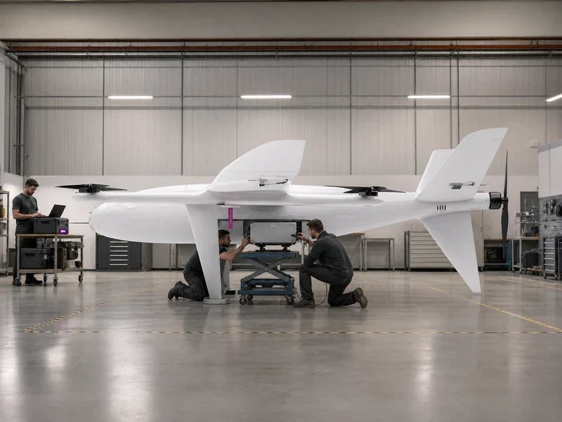 UG35 heavy-payload VTOL drone during professional sensor integration