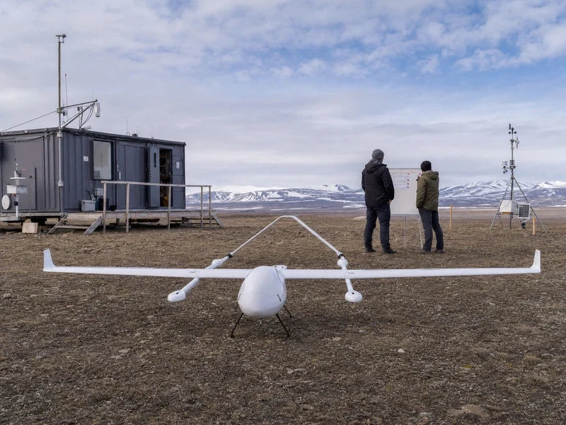 UG62 hybrid fixed-wing VTOL drone supporting a long-duration crew handover