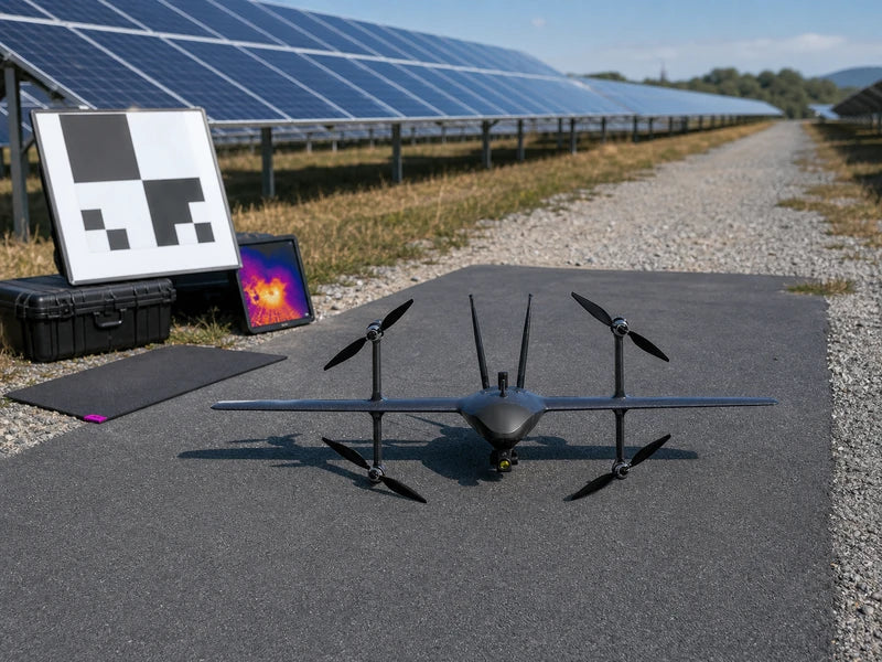 UVH2 dual-sensor fixed-wing VTOL drone during coordinated RGB and thermal evidence collection
