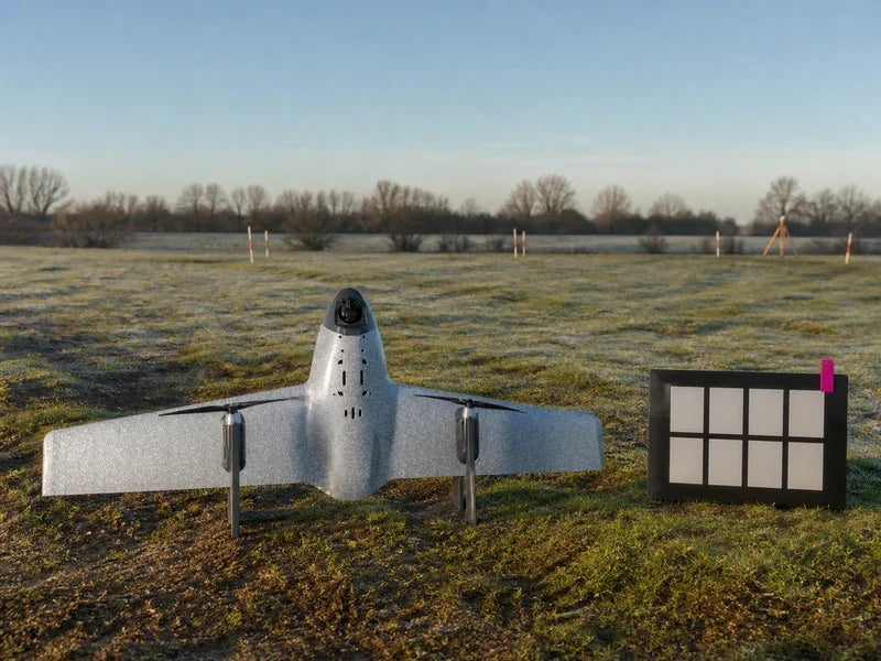 UVH1 fixed-wing VTOL drone used during a professional survey crew authorization assessment