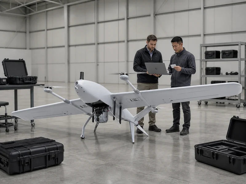 UIV2200 multi-payload VTOL aircraft in an integration bay with configuration-traceability records