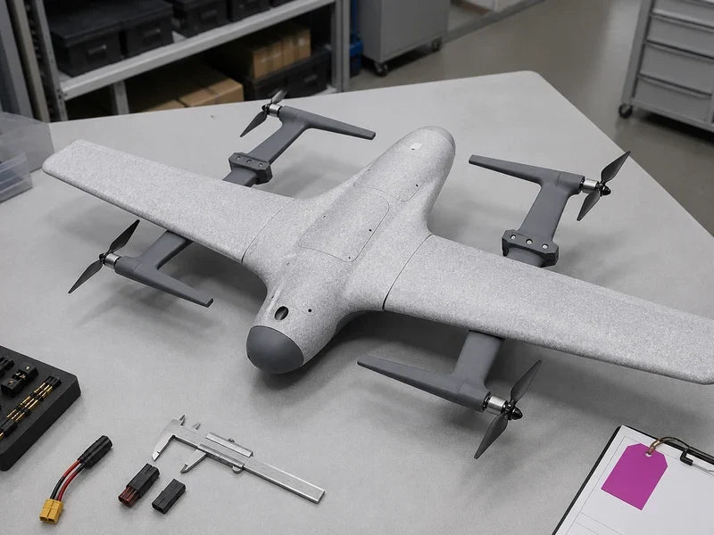 UVH PNP fixed-wing VTOL aircraft in a controlled integration workshop