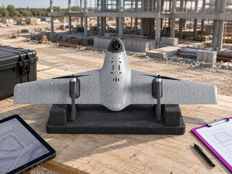 UVH1 on a padded stand at a construction planning table overlooking an industrial structure