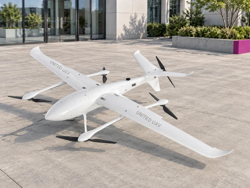 UG32 in a bright civilian inspection-office courtyard, viewed from an elevated front quarter