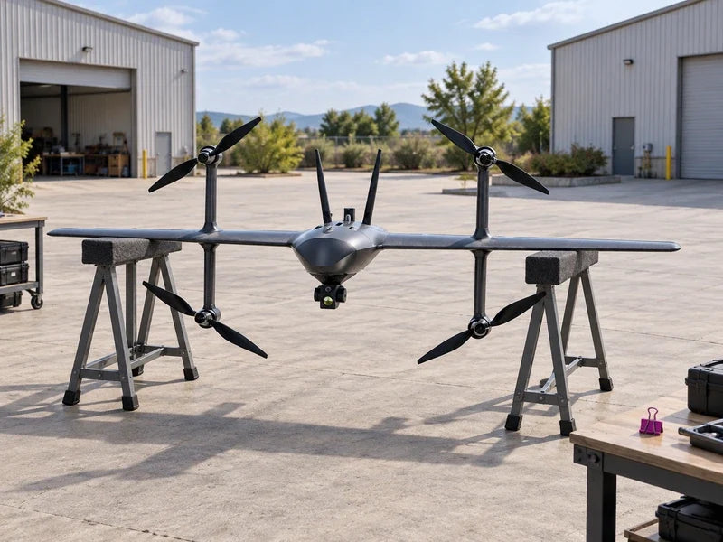 UVH2 on padded trestles in a courtyard between similar industrial properties