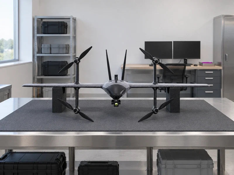 UVH2 intact in a civilian dual-sensor evidence room with two inactive displays on a separate desk