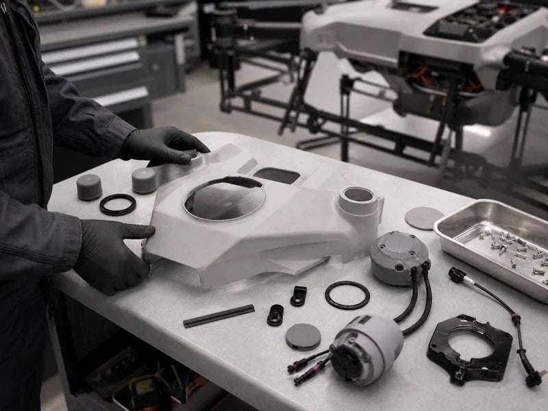 DJI AGRAS T100 Front Frame 2 preseason parts inspection reference
