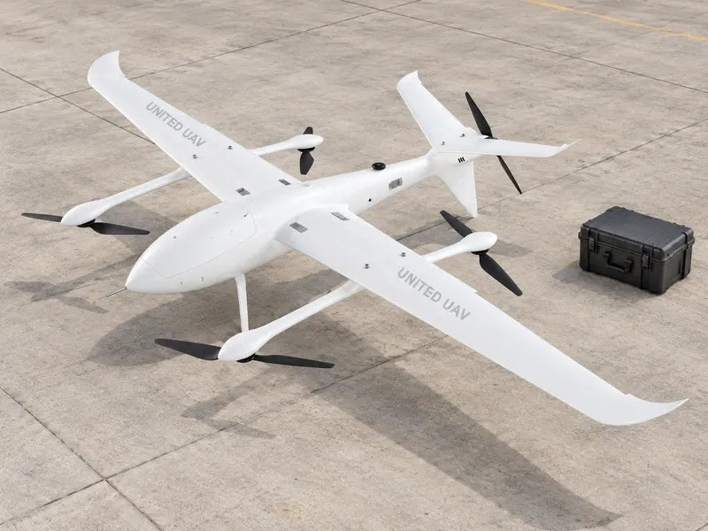 UG32 in its reference three-quarter view parked on a clean inspection staging apron with a closed media case nearby