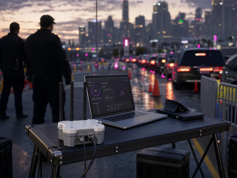 Product-consistent UFR1 Remote ID reader in a generic post-match security closeout scene