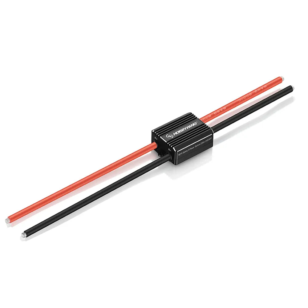 Angled view of HOBBYWING 200A Safety E-power Switch Anti-spark module for drone power systems