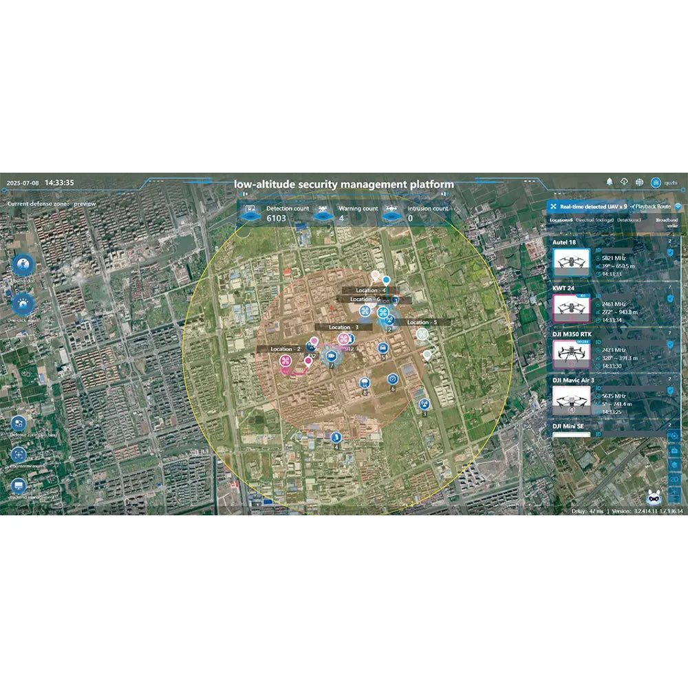 DCS drone detection software early warning interface for drone detection radar and drone detection and tracking.