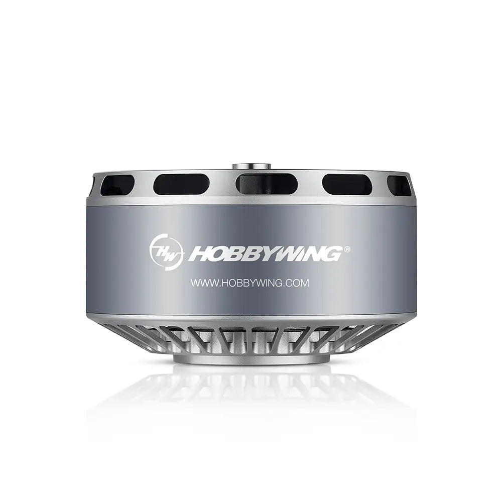 Top view of Hobbywing P50M drone motor showing precision engineering and robust build for heavy lift UAVs.