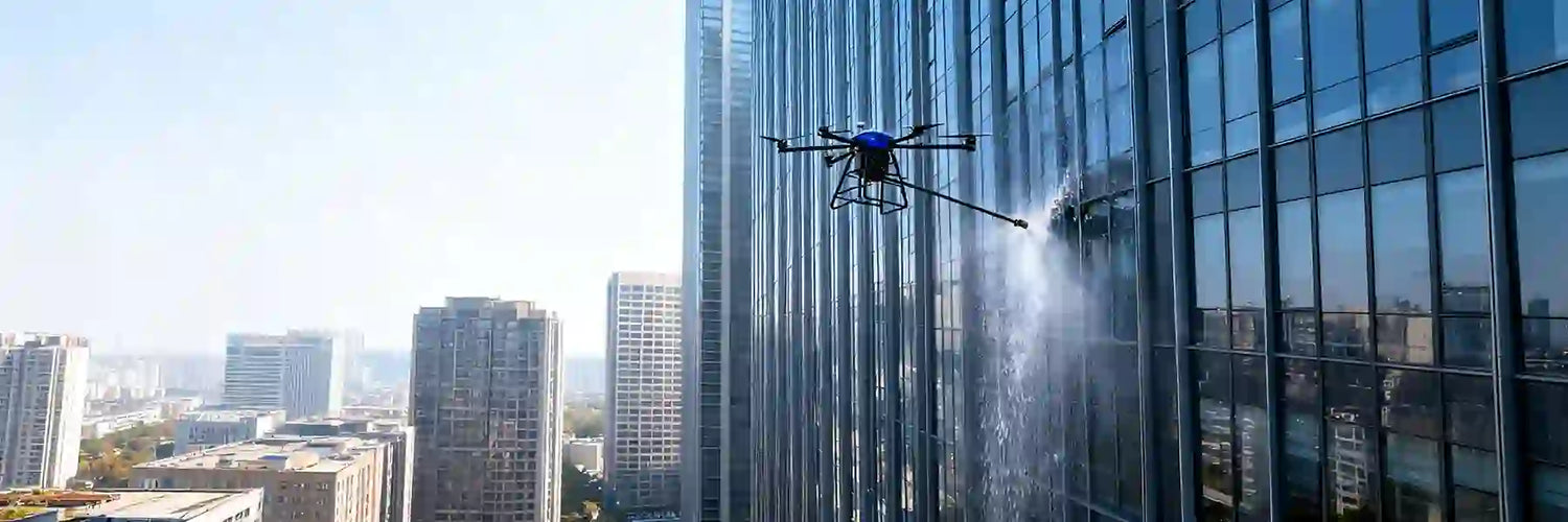 UC30 cleaning drone for high-altitude window and surface cleaning, featuring advanced technology and powerful performance