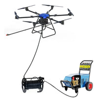 UC30 cleaning drone with water hose and ground pump, complete system for high-altitude cleaning operations
