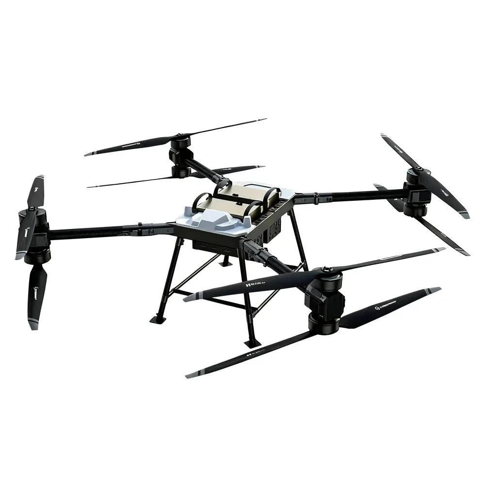 UD100 100kg payload delivery drone fully unfolded, showcasing its powerful motors, large payload compartment, and durable design for efficient drone delivery and UAV transportation