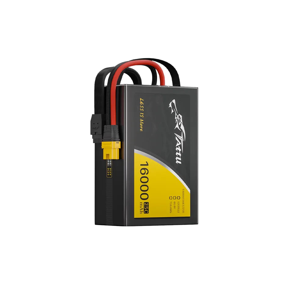Tattu 16000mAh 25C 44.4V 12S drone battery front view, high energy density drones battery for industrial UAV applications