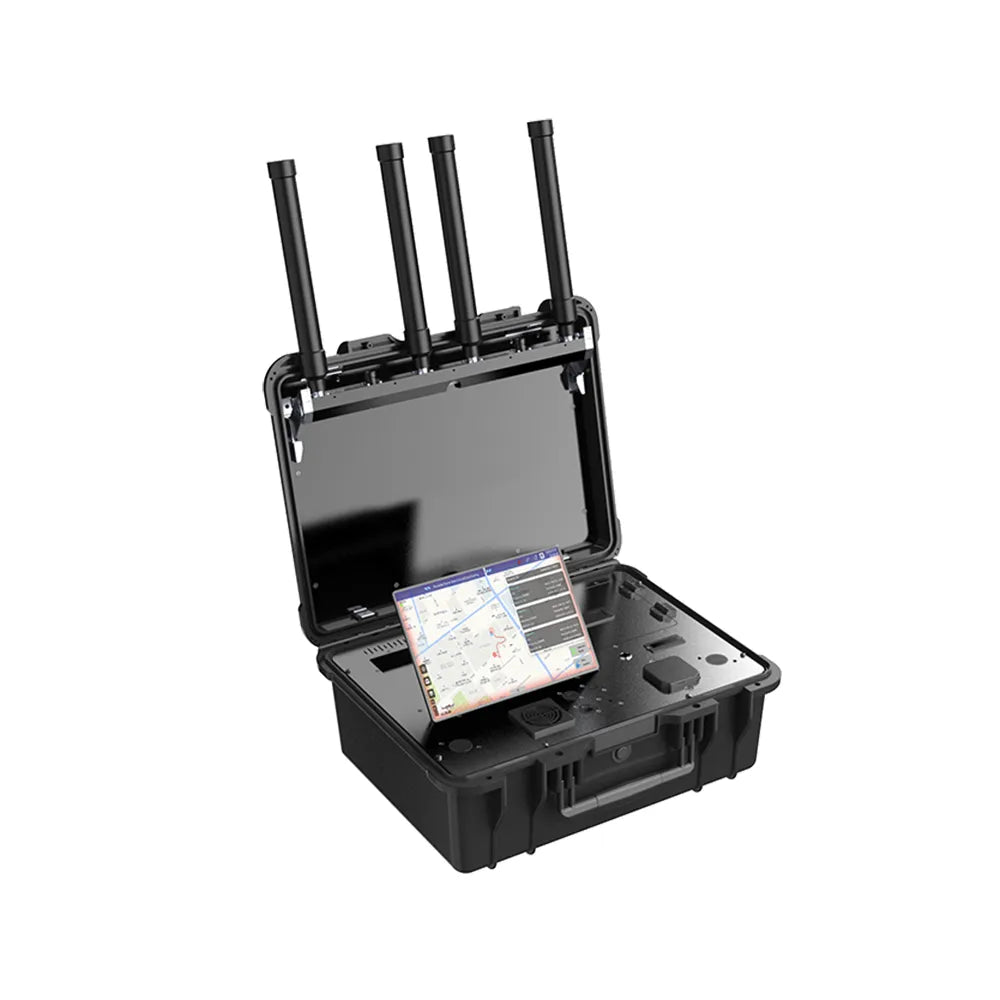 Briefcase-style Drone Locator UPL1-B anti drone system with long-range drone detection radar and drone signal jamming capability