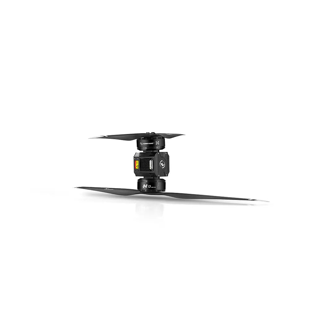 Rear-side view of H13 coaxial drone motor with wiring and mounting details