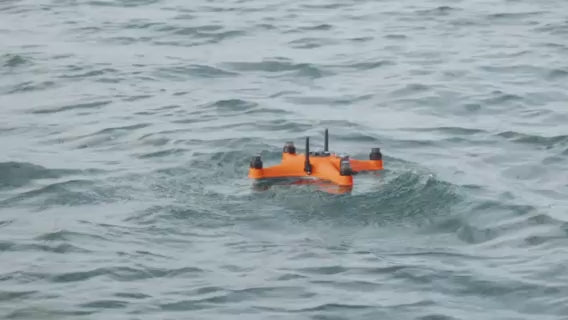 UFISH01 fishing drone showing IP65 waterproof, unibody design, and self-floating for drone fishing in harsh conditions