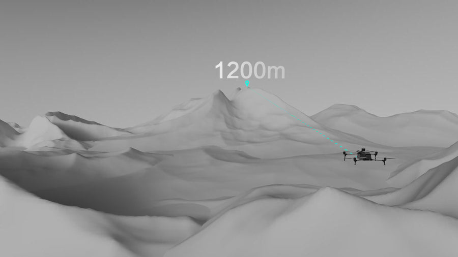 UIH drone 1200m laser rangefinder and AI tracking video showing real-time target distance measurement and target reacquisition