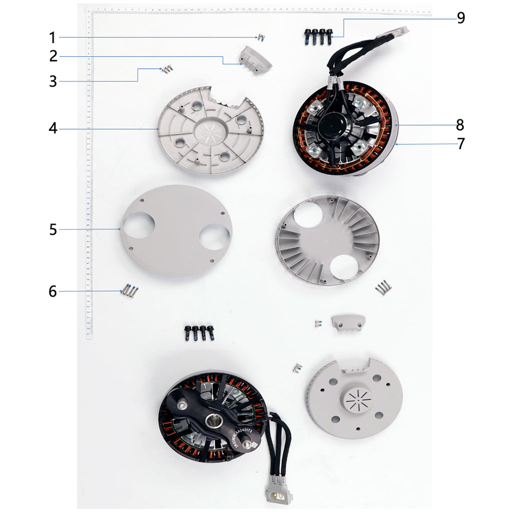 UNITED UAV DJI Agras T100 15516 Arm Motor parts accessories numbered diagram white background