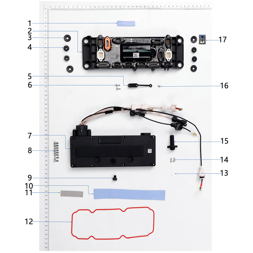 UNITED UAV DJI Agras T100 CDB Avionics parts accessories numbered diagram white background