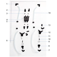 UNITED UAV DJI Agras T100 Flow Meter Assembly parts accessories numbered diagram white background