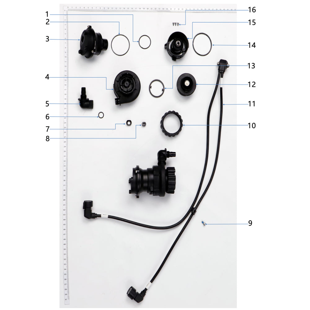 UNITED UAV DJI Agras T100 Impeller Pump Assembly parts accessories numbered diagram white background