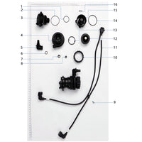 UNITED UAV DJI Agras T100 Impeller Pump Assembly parts accessories numbered diagram white background
