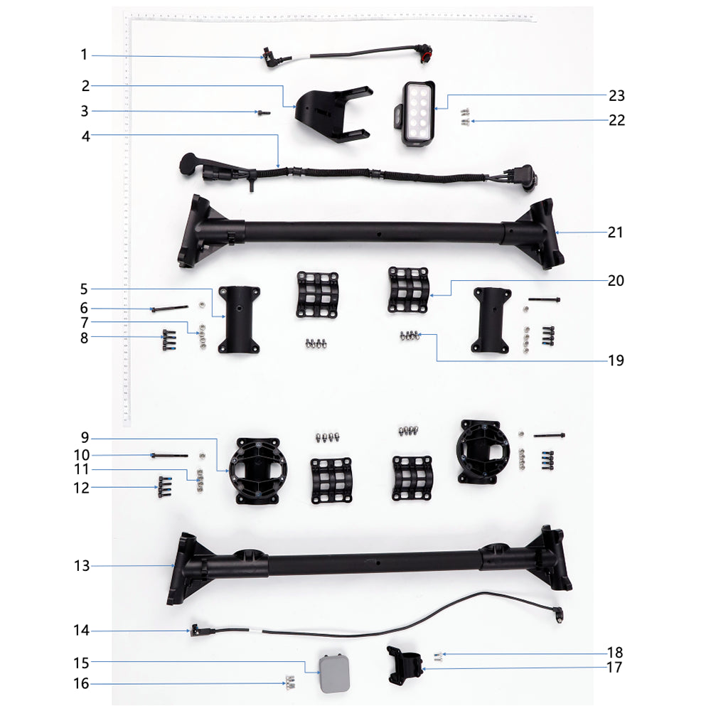 UNITED UAV DJI Agras T100 Landing Gear Assembly 2 parts accessories numbered diagram white background