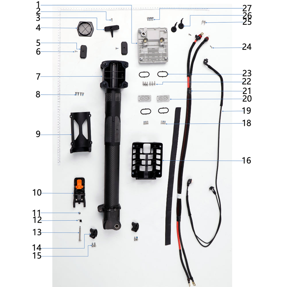 UNITED UAV DJI Agras T100 M1 M3 Small Aircraft Arm parts accessories numbered diagram white background