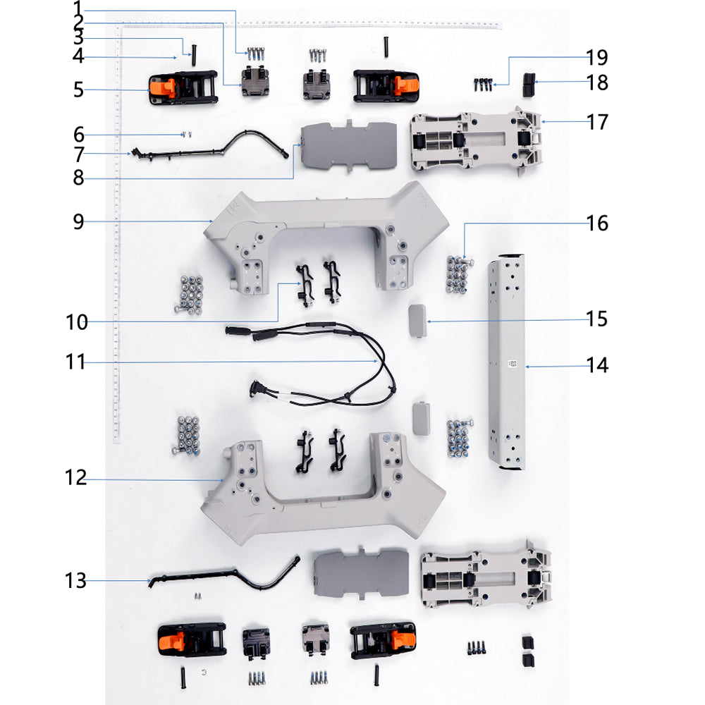 UNITED UAV DJI Agras T100 Middle Rear Frame 1 parts accessories numbered diagram white background