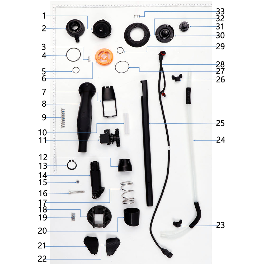 UNITED UAV DJI Agras T100 Spray Lance Assembly parts accessories numbered diagram white background