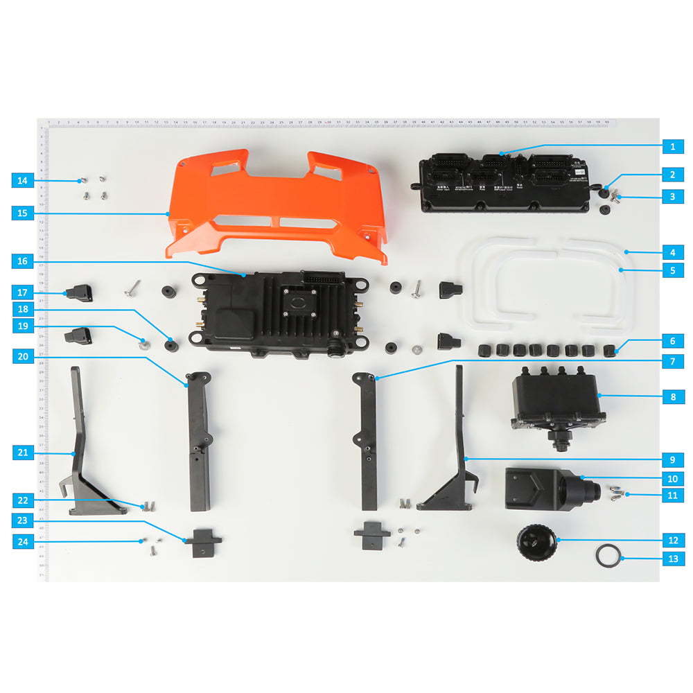 UNITED UAV DJI Agras T20 front frame 2 parts accessories numbered diagram white background