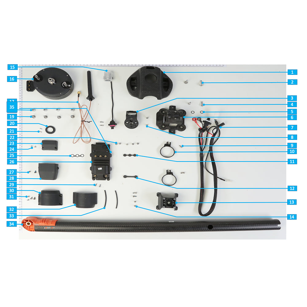 UNITED UAV DJI Agras T20 M2 aircraft arm parts accessories numbered diagram white background