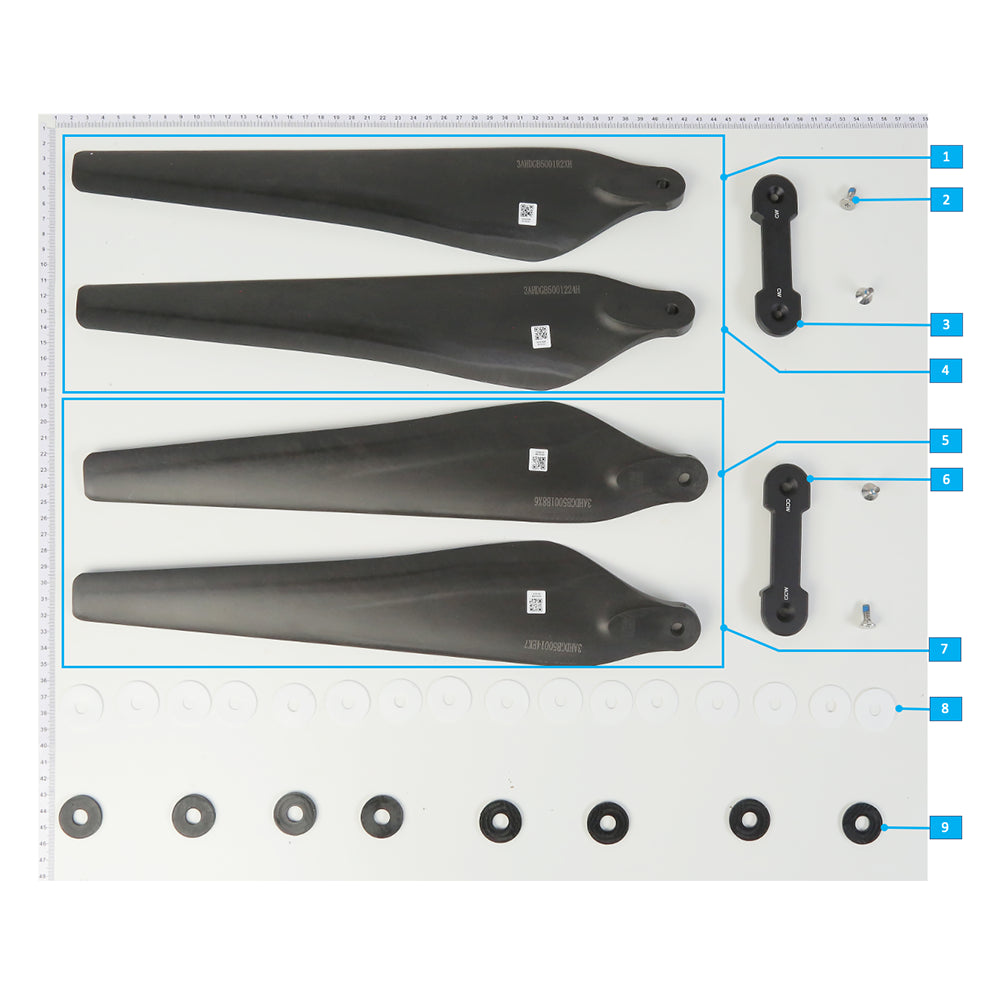 UNITED UAV DJI Agras T20 propeller parts accessories numbered diagram white background