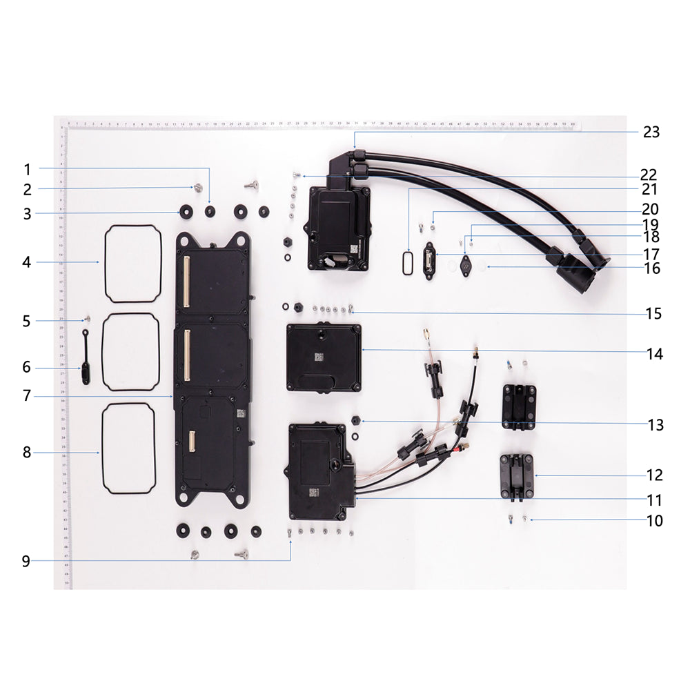 UNITED UAV DJI Agras T20P distribution board module parts numbered diagram on white background