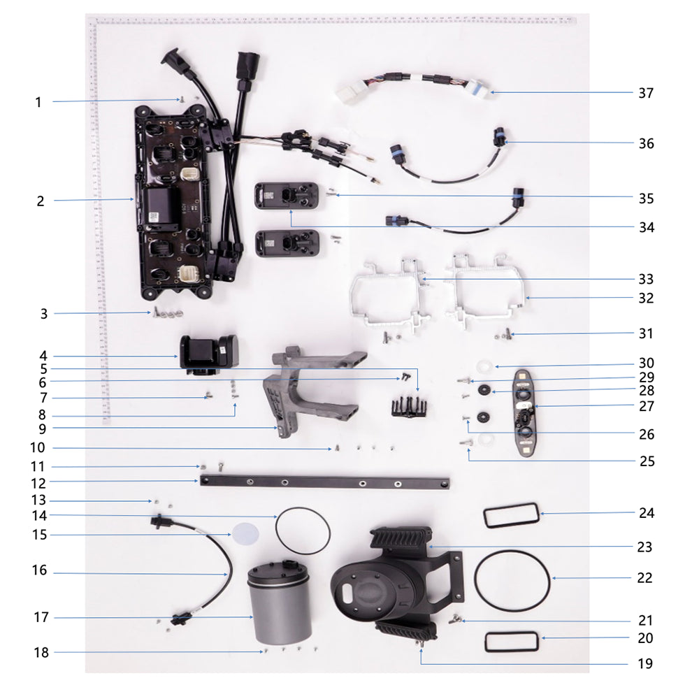 UNITED UAV DJI Agras T20P front frame parts and accessories on white background